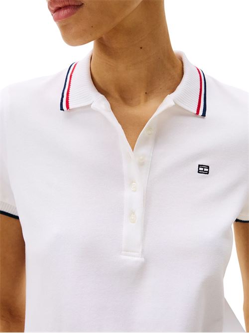 Polo donna bianca in cotone Tommy Hilfiger | WW0WW44517YCF